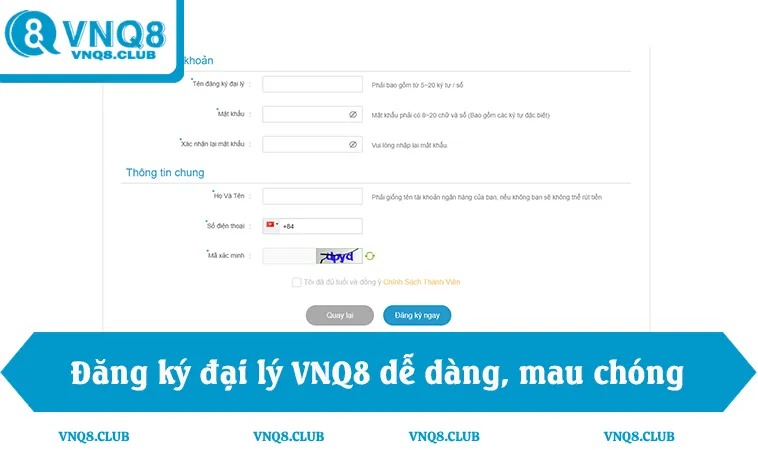 Đăng ký đại lý VNQ8 dễ dàng, xác minh nhanh qua Telegram